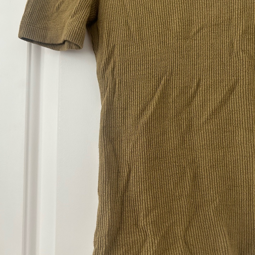Olive Green Ribbed Tee - Picture 2 of 3